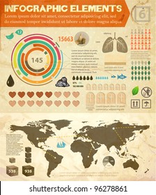 | Set of infographics elements | Old paper texture | Vintage style design |