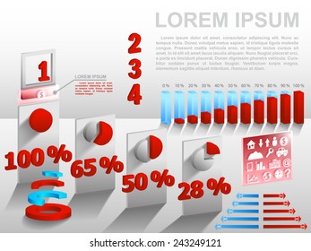 Set of infographics elements. Red & Blue.
