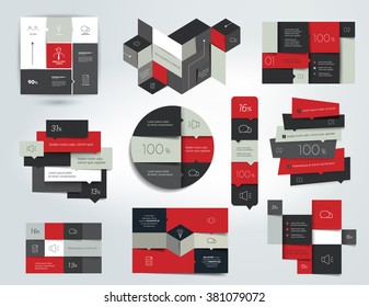 Set of infographics elements, schedules, tabs, banners, charts. Minimalistic vector design infographic.