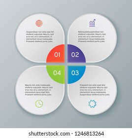 Set of infographics elements with shadow and icons. Colorful banners template for diagram, options, graph, web design and presentation. Business concept with 4 steps or processes. Abstract background.