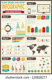 Set of infographics elements.  World Map and Information Graphics