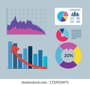 set infographics of financial recovery vector illustration design