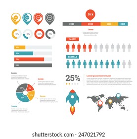 Set Infographics flat style vector for business presentation and online website
