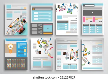 Set of Infographics,  Flyer and Brochure Designs,