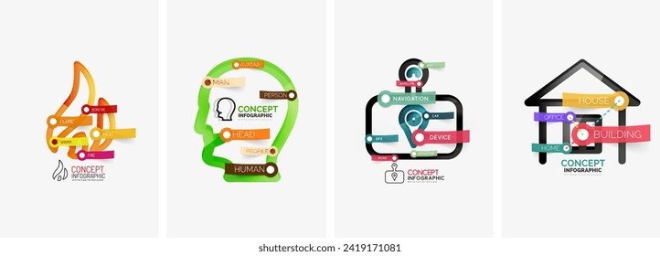 Set of infographics with line design icons. Vector illustration For Wallpaper, Banner, Background, Card, Book Illustration, landing page