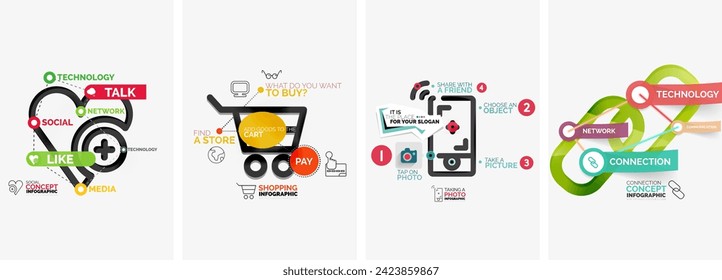 Set of infographics with line design icons. Vector illustration For Wallpaper, Banner, Background, Card, Book Illustration, landing page