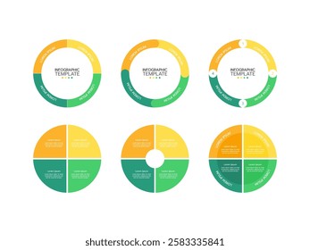 Set of infographics, pie charts, graphs with 4 steps, options, parts, processes. Vector business templates in colorful for presentation.