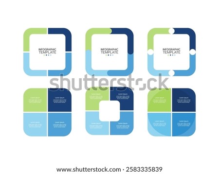 Set of infographics, pie charts, graphs with 4 steps, options, parts, processes. Vector business templates in colorful for presentation.