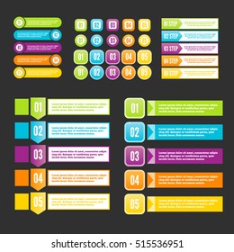 Set of infographics steps for business presentation, website and various illustrations