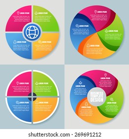 Set of infographics template, abstract colorful circle vector background. Concept for business, diagram, graph, presentation, chart, technology processes.