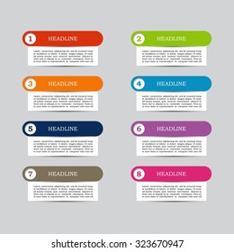 A set of infographics for text. Chart with 8 options. Infographic diagram.