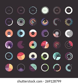 Set of infographics, vector illustration, dark background