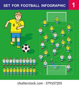 set for infographics, web and print: football field and team