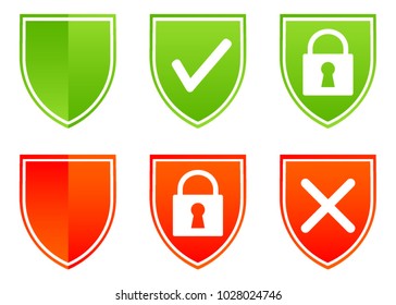 set of informatic protection shield icons