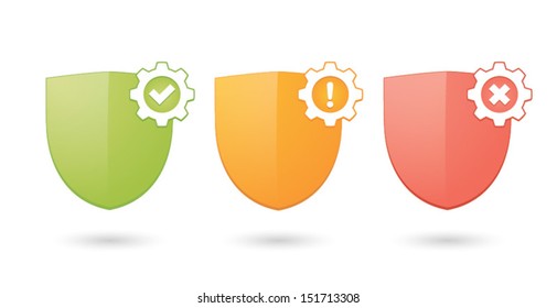 A set of informatic protection shield icons