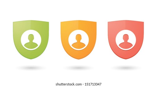 A set of informatic protection shield icons