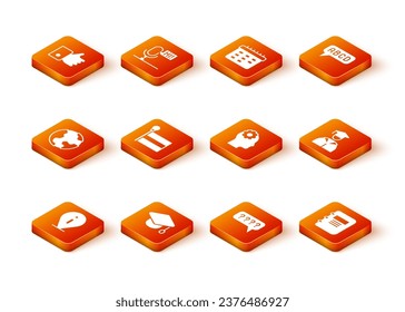 Set Information, Graduation cap, Earth globe, Flag, Speech bubbles with Question, Head gear inside, Notebook and Graduate and graduation icon. Vector