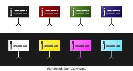 Set Information icon isolated on black and white background.  Vector Illustration