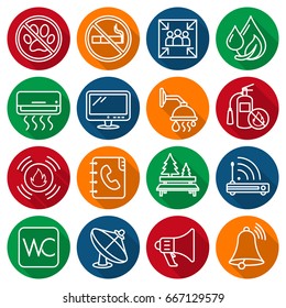 Set of information icons / labels, symbols of housing facilities