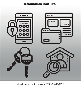 conjunto de iconos de información línea aislada o logotipo símbolo de signo aislado vector, contorno y estilo de trazo Colección de ilustración vectorial de estilo negro de alta calidad,fondo degradado 