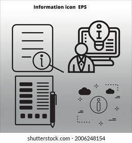conjunto de iconos de información línea aislada o logotipo símbolo de signo aislado vector, contorno y estilo de trazo Colección de ilustración vectorial de estilo negro de alta calidad,
fondo de degradado 