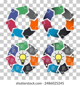 Set of Information round diagram 8 steps, infographic graphic pie design, marketing vector illustration .