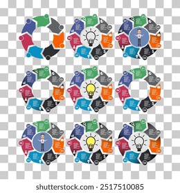 Set of Information round diagram 8 steps, infographic graphic pie design, marketing vector illustration .