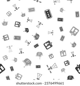 Set Information, Satellite, Journalist id card and War journalist on seamless pattern. Vector