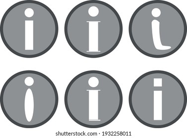 
a set of "information" signs in a gray circle with a black outline