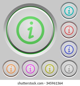 Set of Information sunk push buttons. Well-organized layer, color swatch and graphic style structure. Easy to recolor.