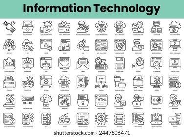 Set of information technology icons. Linear style icon bundle. Vector Illustration