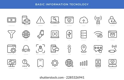 Set of information technology icons. Perfect for website and mobile app presentation. Suitable for any user interface and user experience