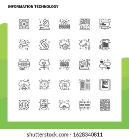 Set of Information Technology Line Icon set 25 Icons. Vector Minimalism Style Design Black Icons Set. Linear pictogram pack.
