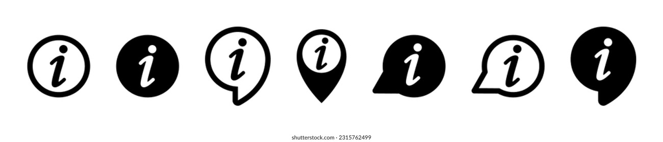 Set of information vector icons. Info, faq and help sign. Inform to support. Search answer.