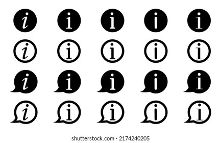 Set Of Information Vector Icons. Signs Faq, Help And Support. Symbol - More Questions. Web Button Or Pictogram. 