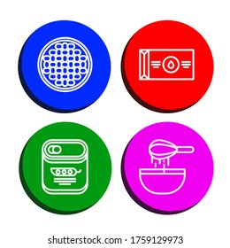 Set of ingredient icons. Such as Beans, Butter, Peas, Dough , ingredient icons