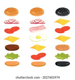 Setzen Sie Zutatenburger, großartiges Design für jeden Zweck. Vektordesign. Flache Vektorgrafik. Weißer Hintergrund. Vektorgrafik. Bio-Lebensmittel. Einziger Hintergrund. Gurkenscheibe einzeln.