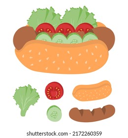 Set of ingredients for hot dogs