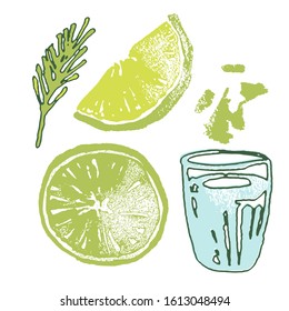 Set of ingredients for making summer drinks.