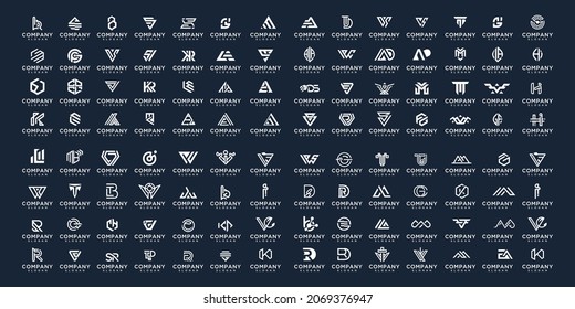 Set of initial abstract a-z.monogram logo designs, icons for luxury business, simple and random.