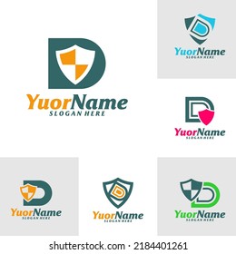 Set of Initial D with Shield Logo Design Template. Letter D logo concept vector. Creative Icon Symbol