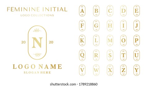 Set of initial Feminine logo concept. Beauty care or fashion design template. Vector illustration