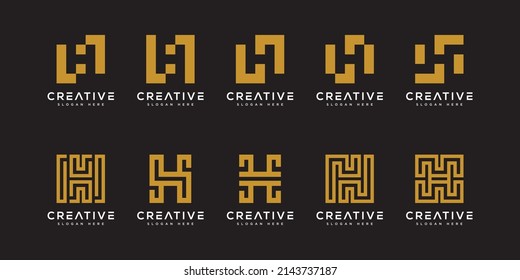 Set of initial H abstract logo vector template