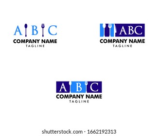 Set of Initial Letter ABC Cutlery Vector Logo Design Elements