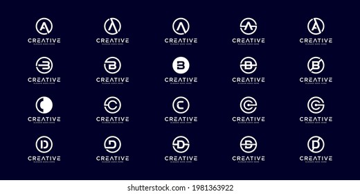 Conjunto de letras iniciales a, b, c y d plantilla de diseño del logotipo. iconos para negocios de lujo, elegante, sencillo
