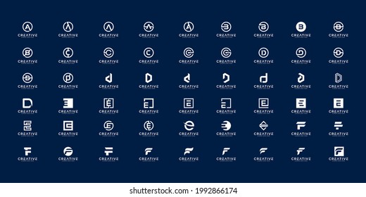 Set of initial letter a,b,c,d,e and f logo design template. icons for business of luxury, elegant, simple