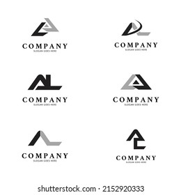 Set of Initial Letter AL Icon Vector Logo Template Illustration Design