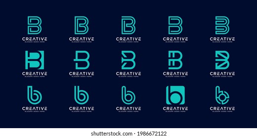 set of initial Letter B Abstract Vector Logo Design Template. Creative Typographic Concept Icon