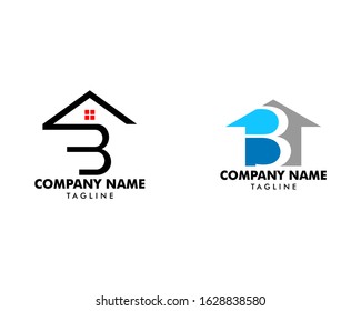 Set of Initial Letter B with House Logo