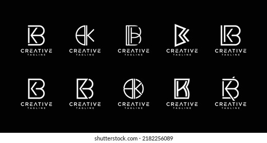 Set of initial letter BK logo vector design